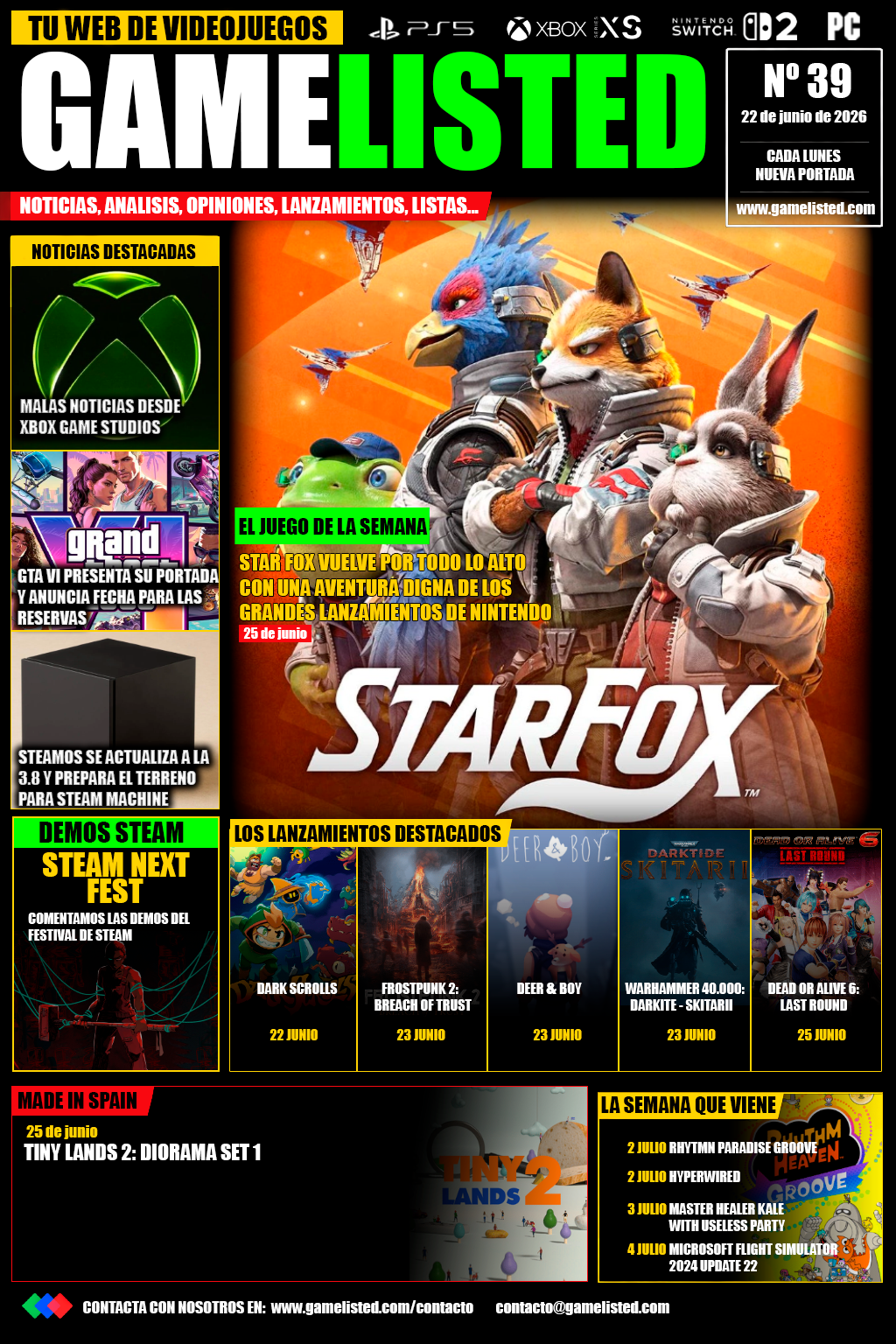 Portada de Star Fox despega en una semana marcada por Xbox y GTA VI.
