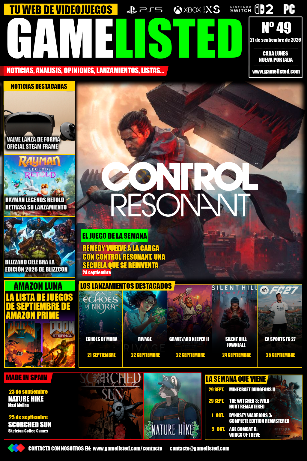Portada de Control Resonant, Steam Frame y una BlizzCon cargada de novedades.