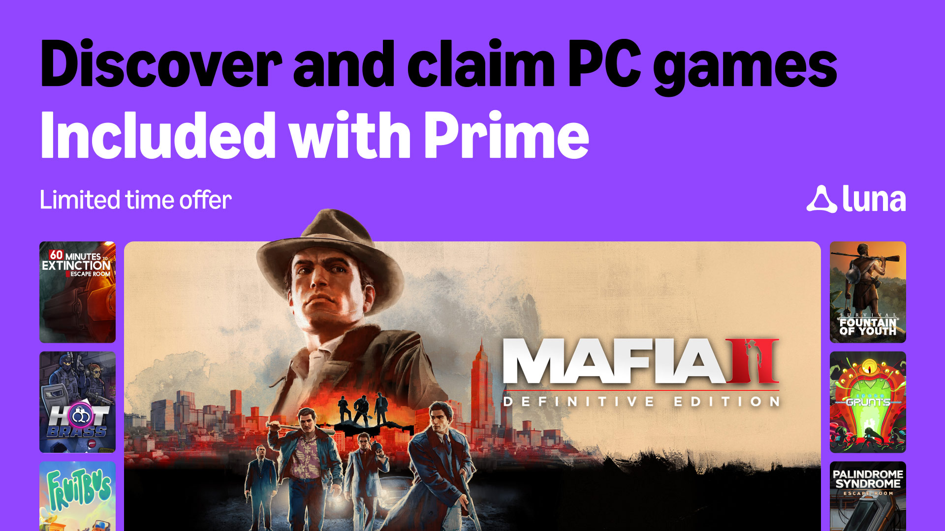 Portada de Amazon Luna anuncia los juegos gratis de mayo con Mafia II como gran protagonista.