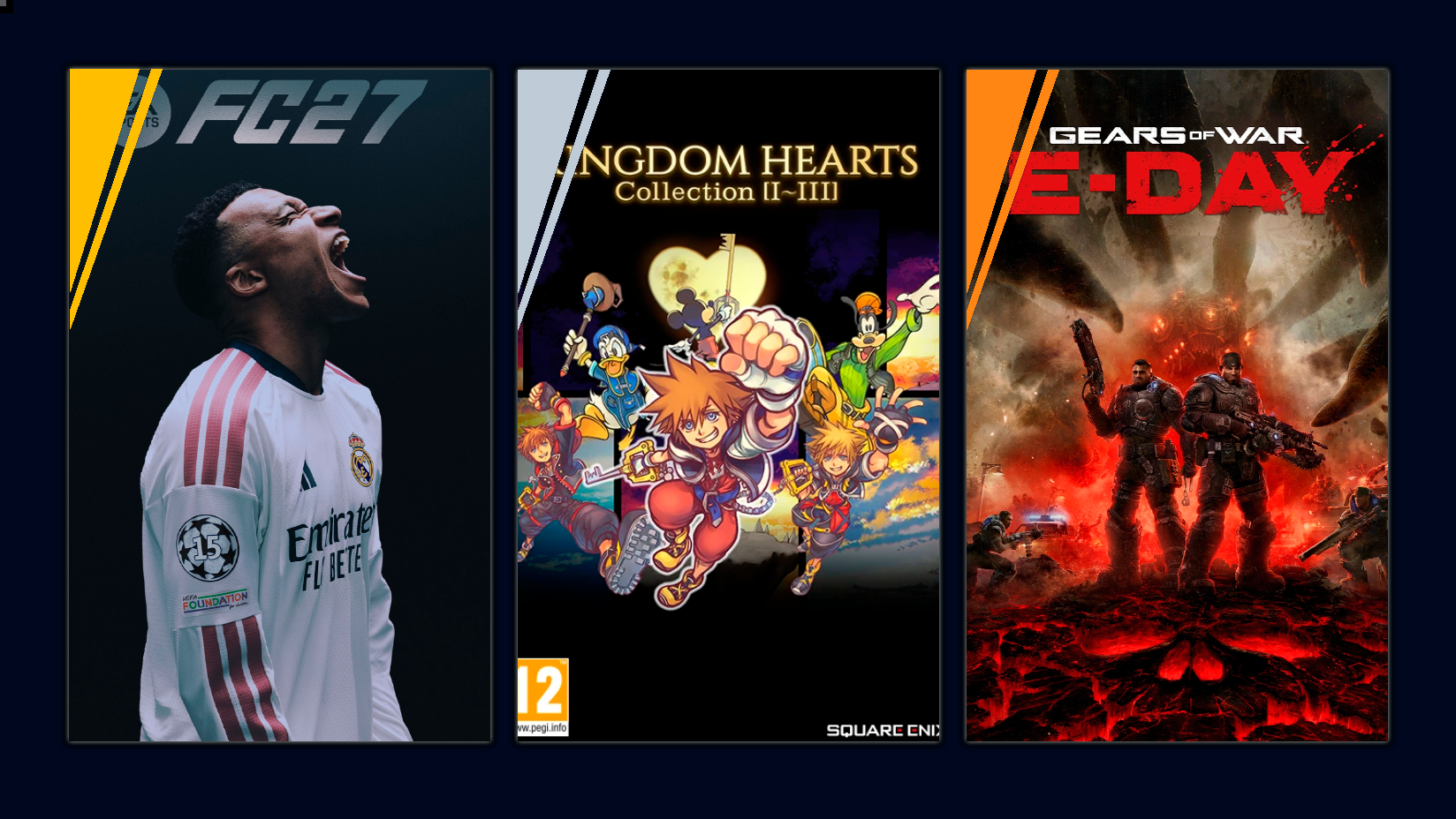 Portada de EA Sports FC 27 mantiene el liderato mientras Kingdom Hearts y Gears of War entran en el top 3.